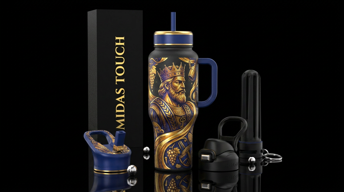 King Midas water bottle design