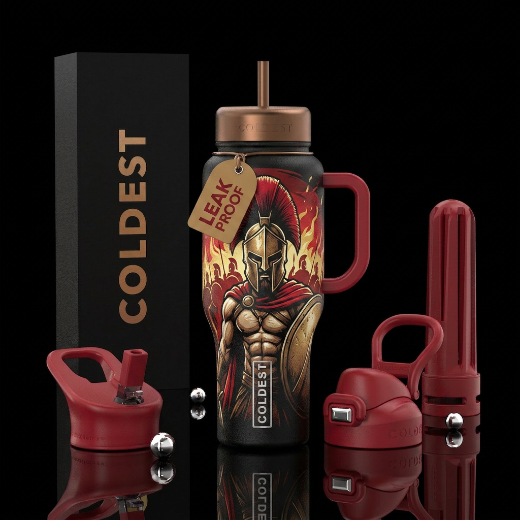 King Leonidas water bottle design