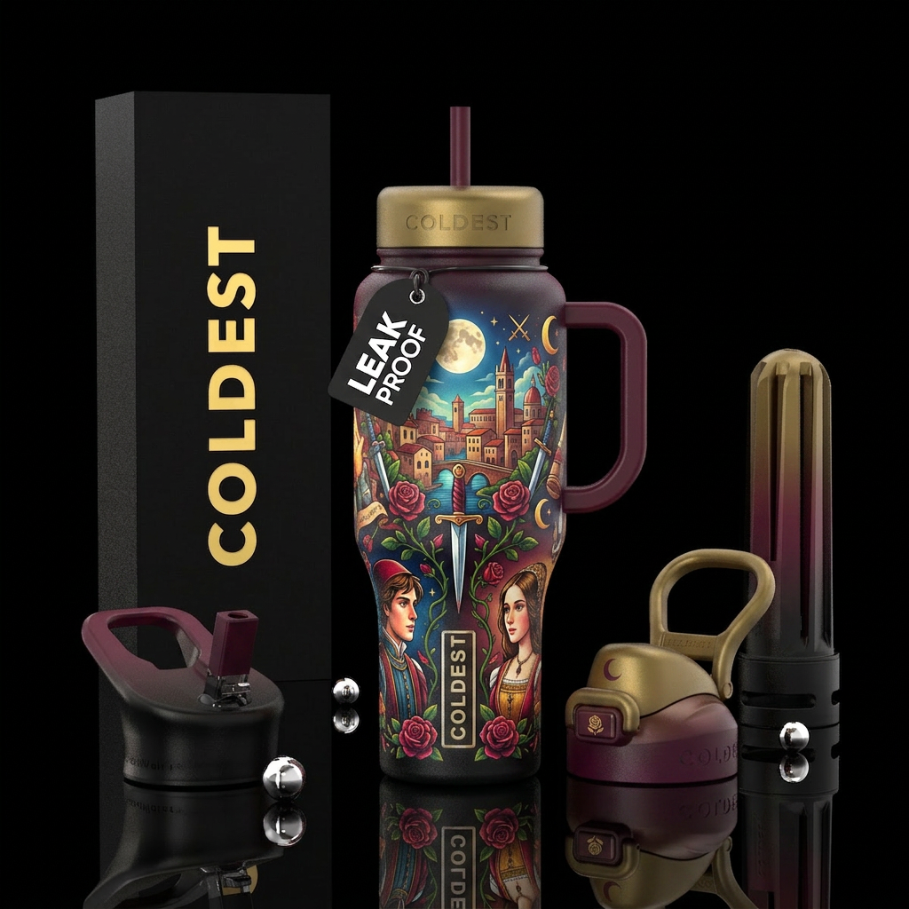 Romeo and Juliet water bottle design