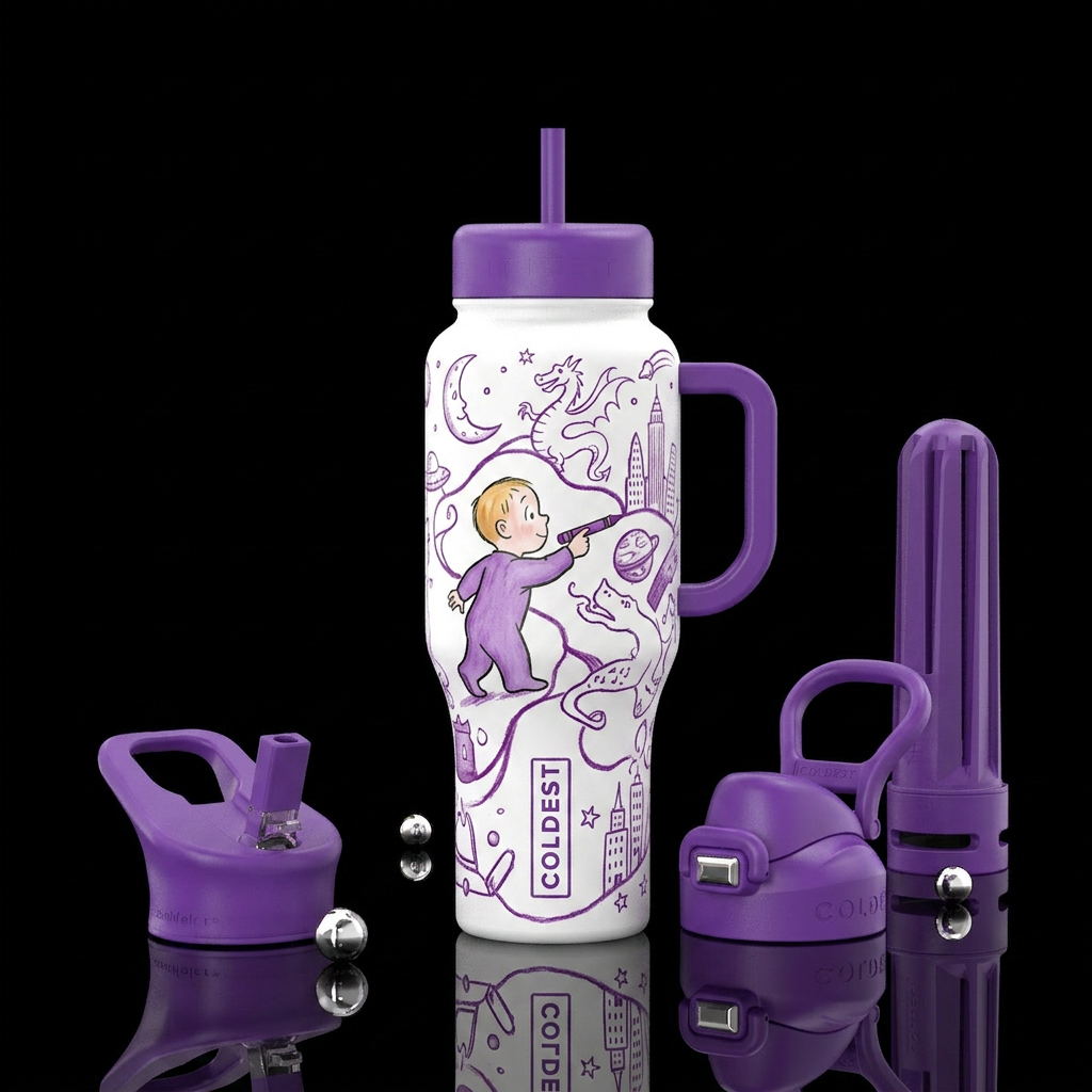 Harold and the purple crayon water bottle design