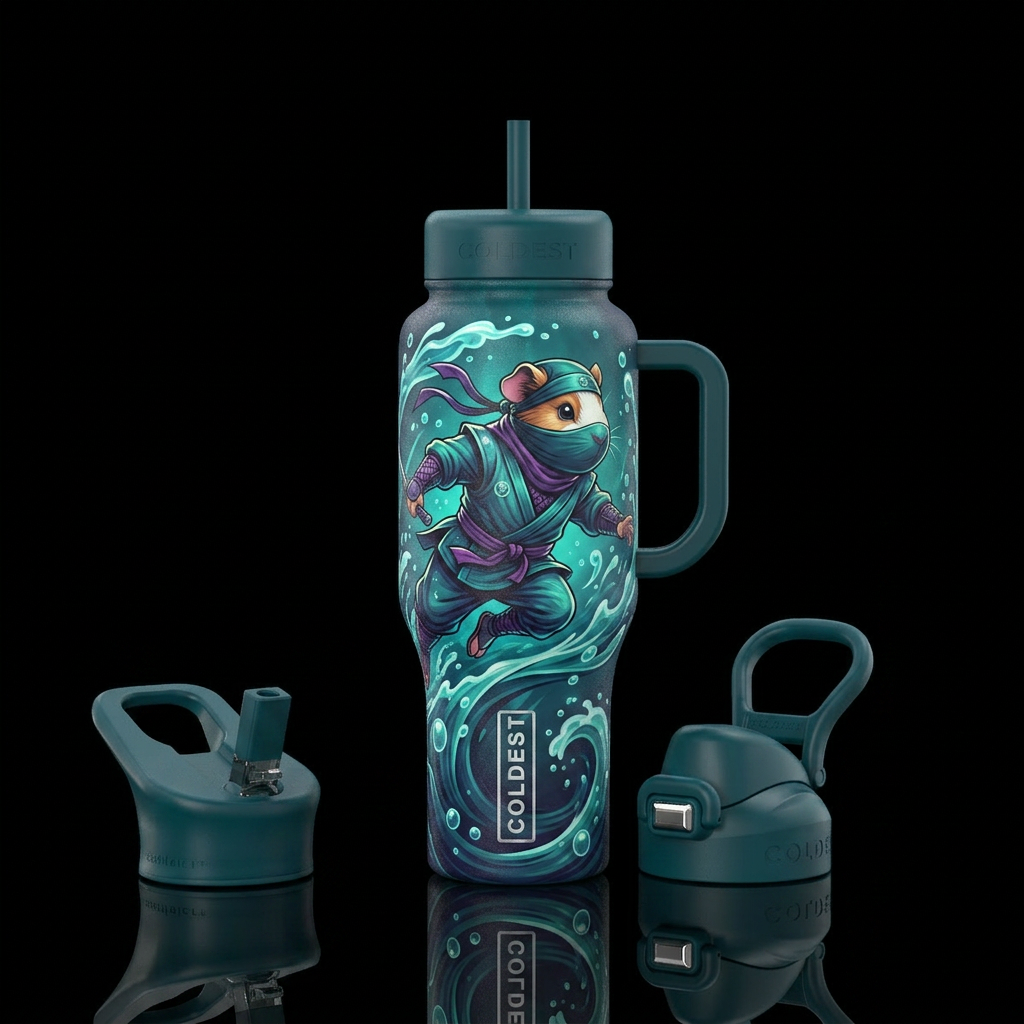 Guinee pig ninja water bottle design
