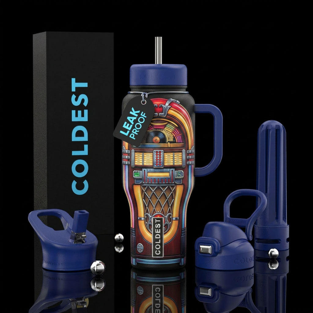 Jukebox water bottle design