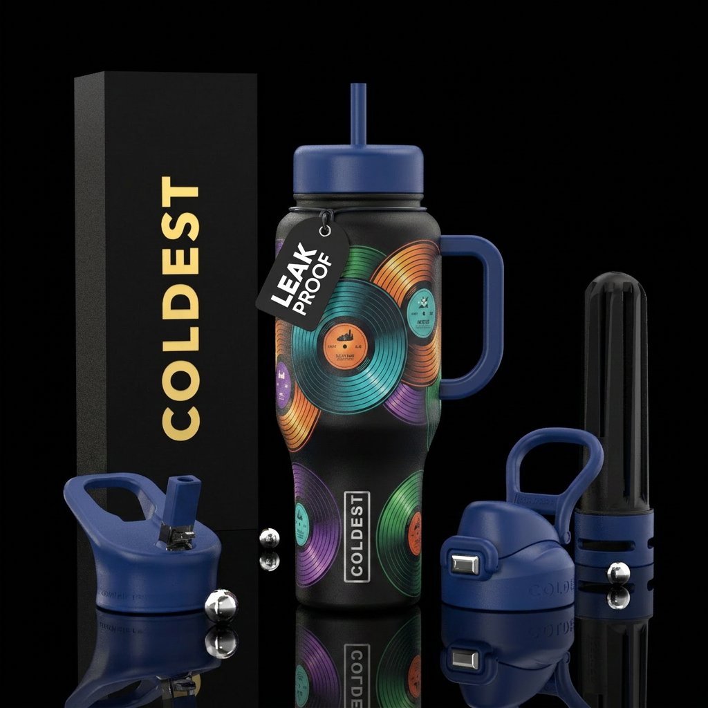 Vinyl Records water bottle design