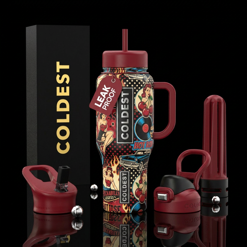 Rockabilly water bottle design