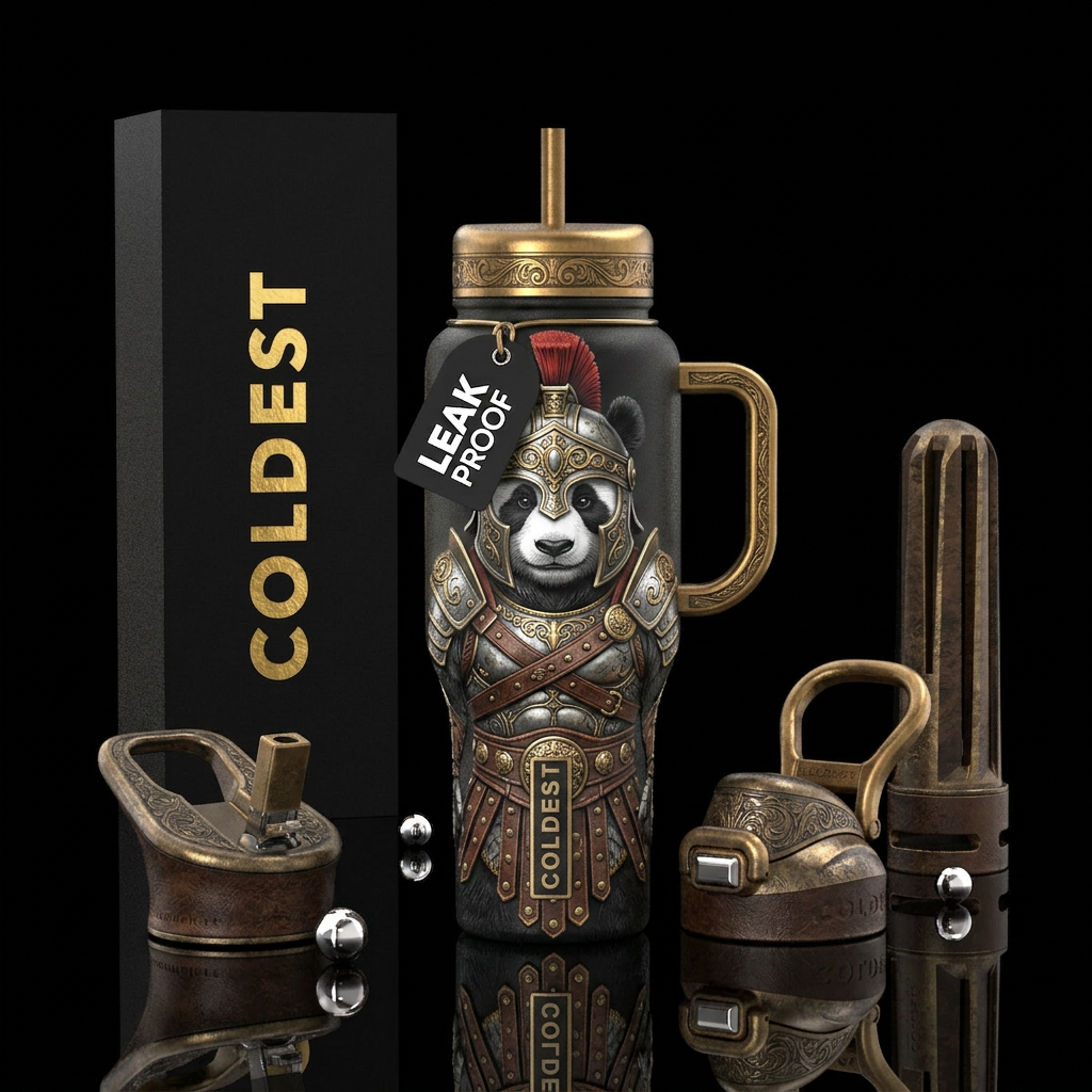 Gladiator panda water bottle design