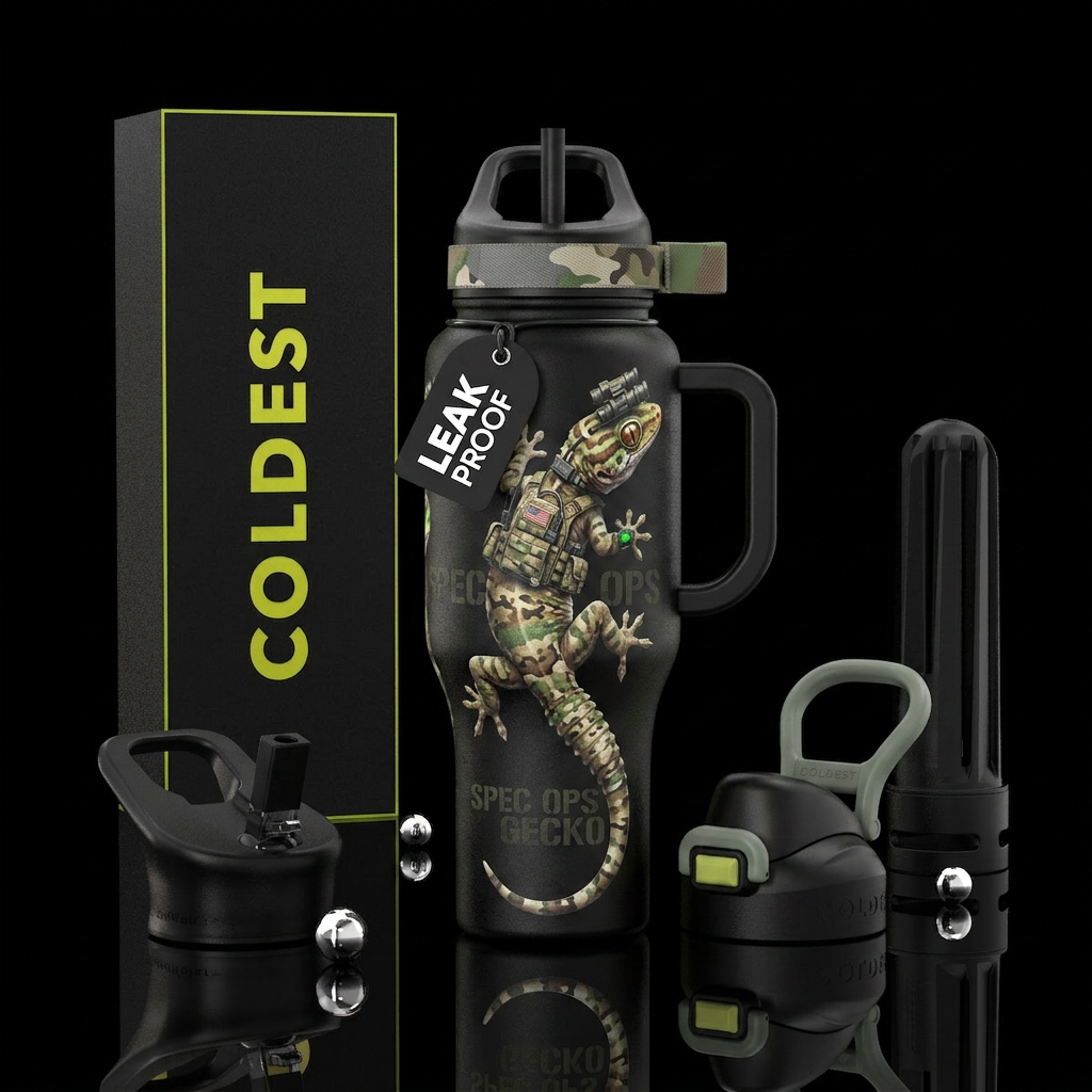 Special Forces Gecko water bottle design