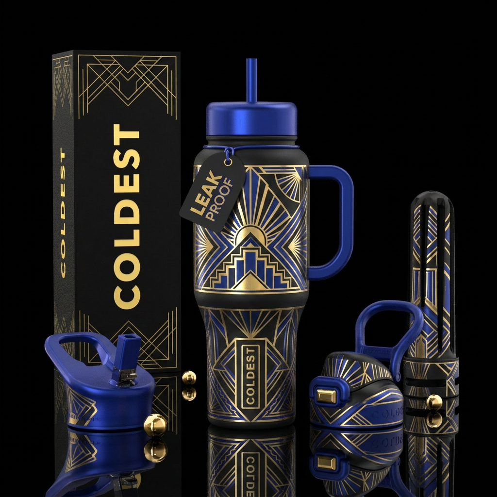 Art Deco water bottle design