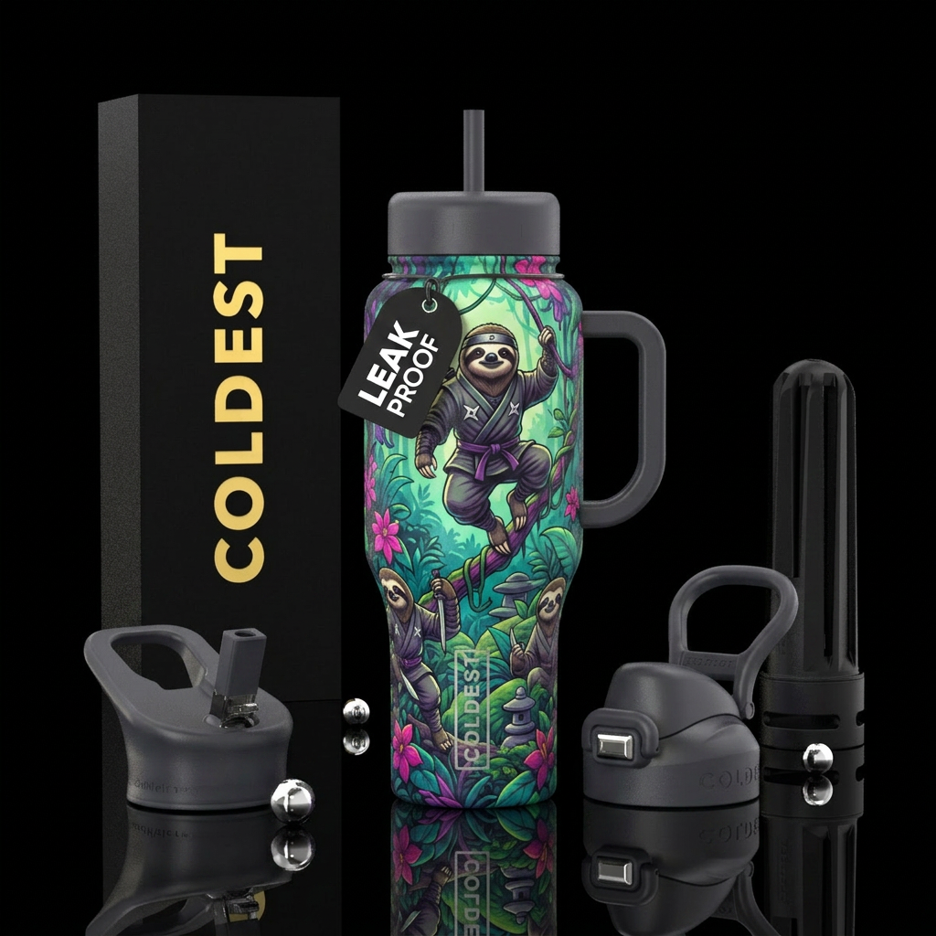 ninja sloth water bottle design