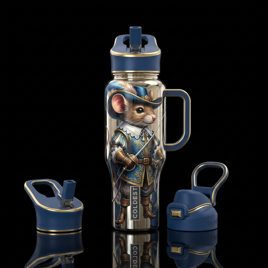 Mouse Musketeer water bottle design