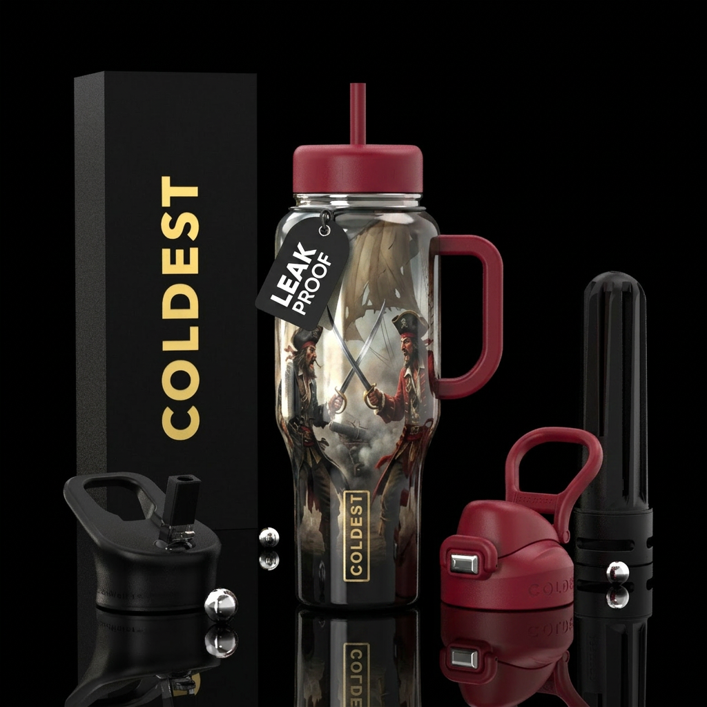 Dueling Pirates water bottle design