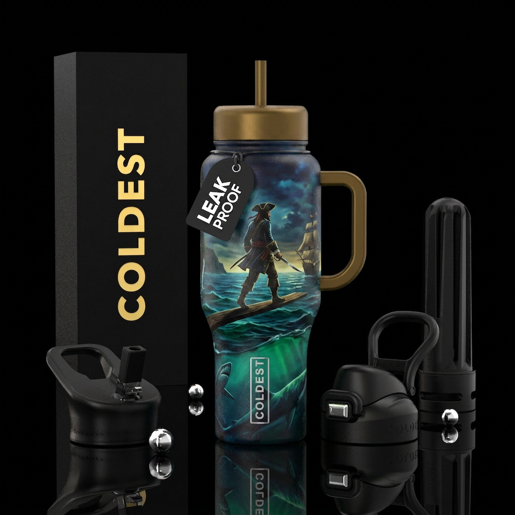 Pirate Walking the Plank water bottle design
