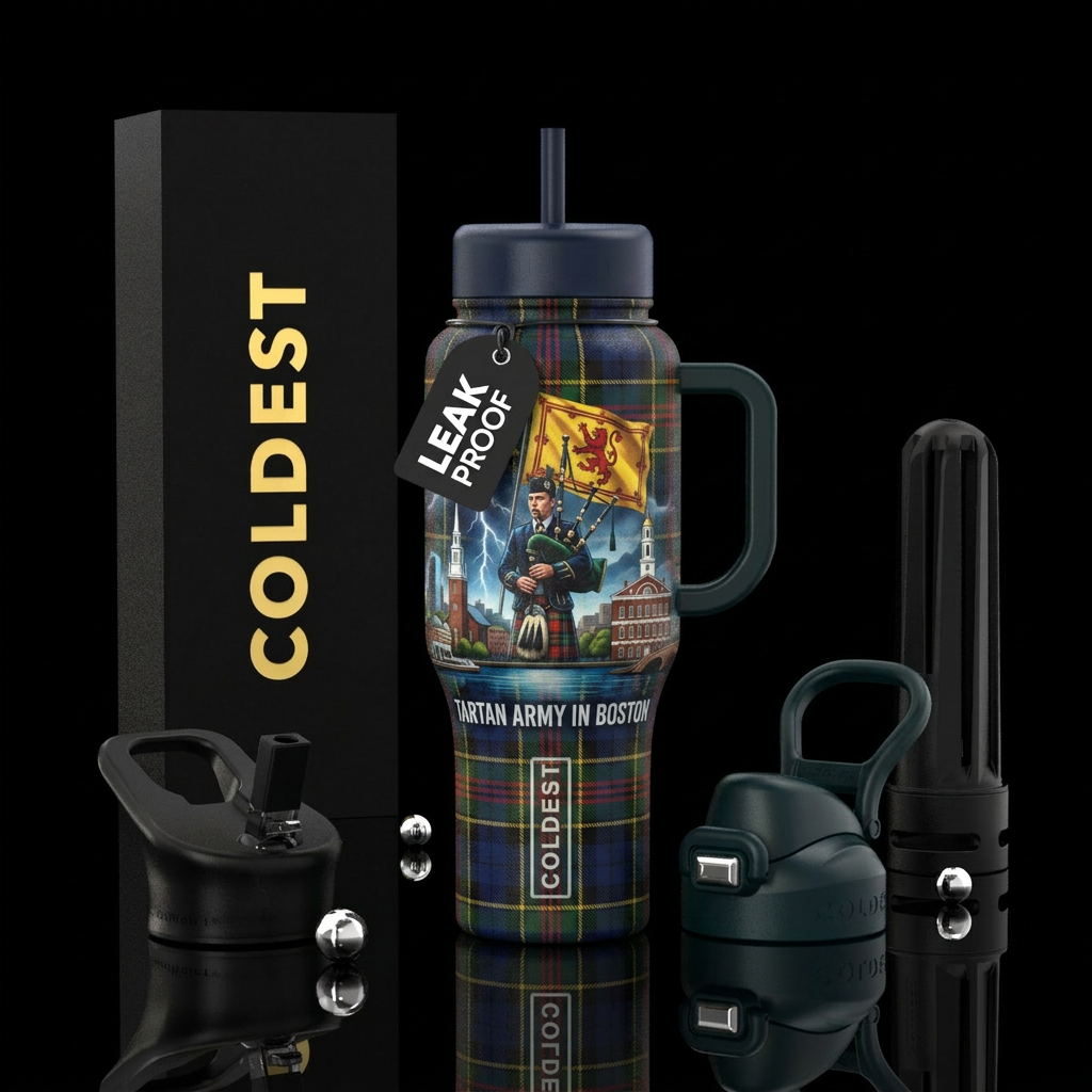 The Tartan Army in Boston water bottle design