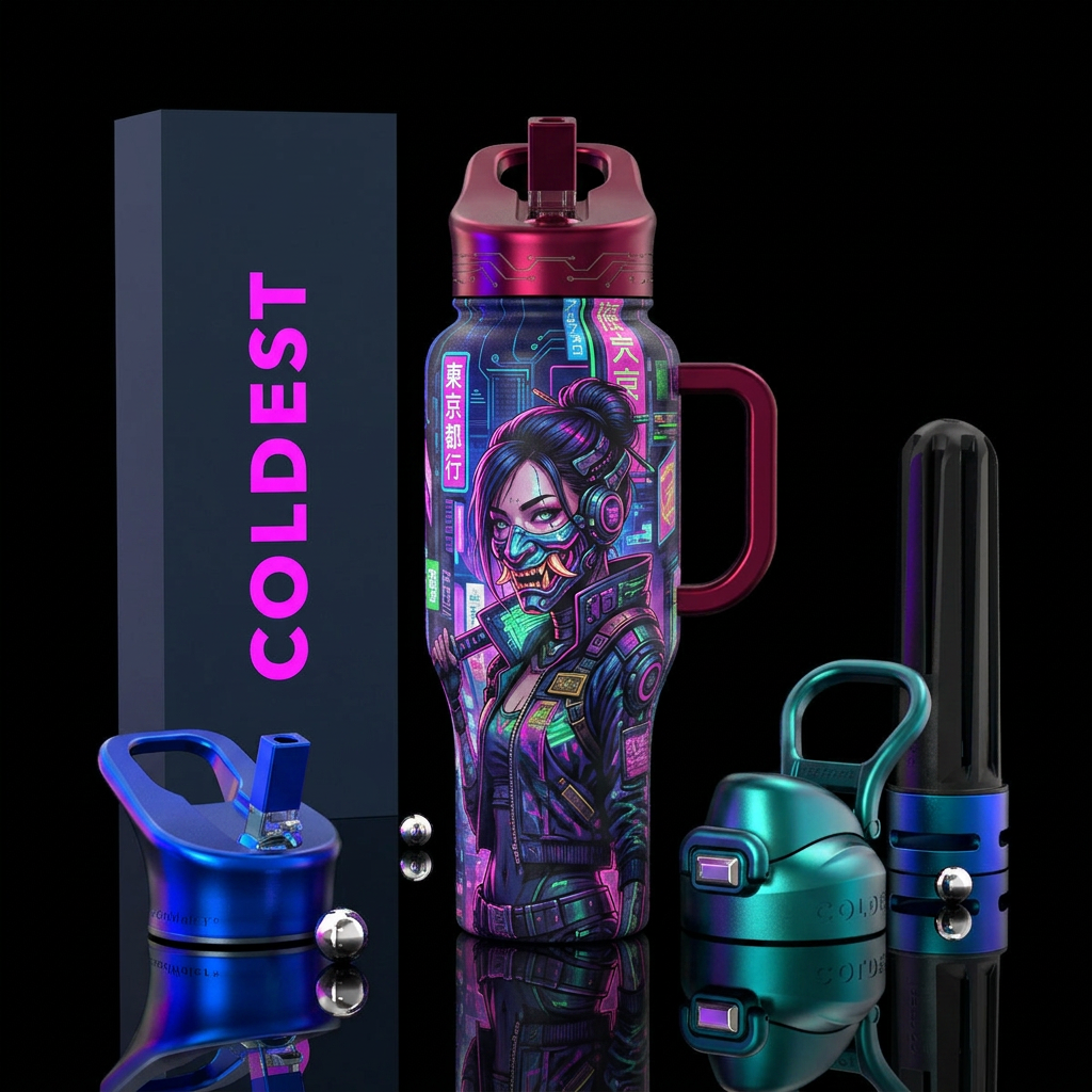 Cyberpunk Street Samurai water bottle design