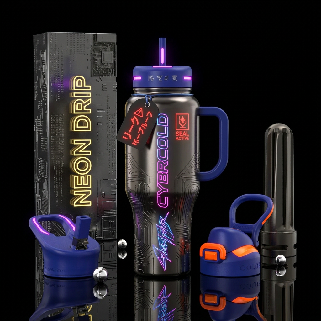 Cyber punk water bottle design