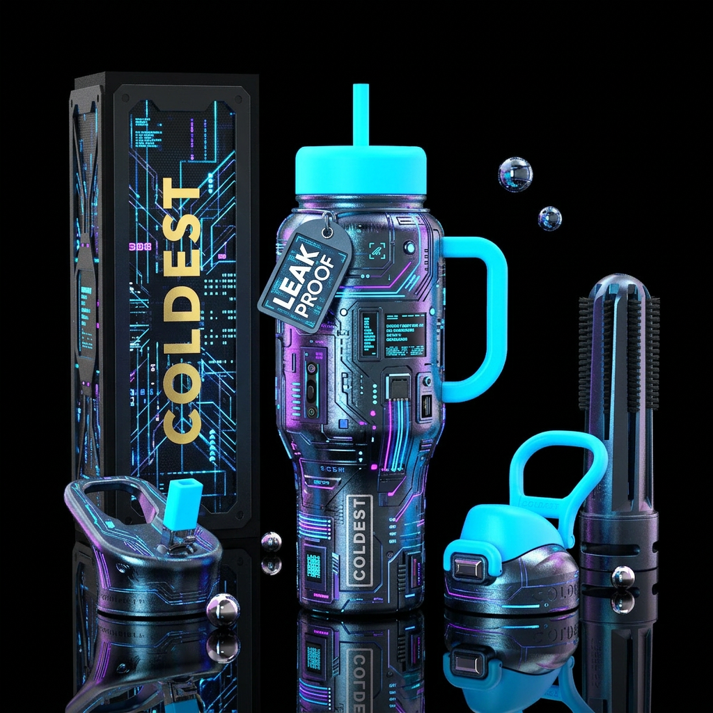 Cyberpunk Technomancer water bottle design