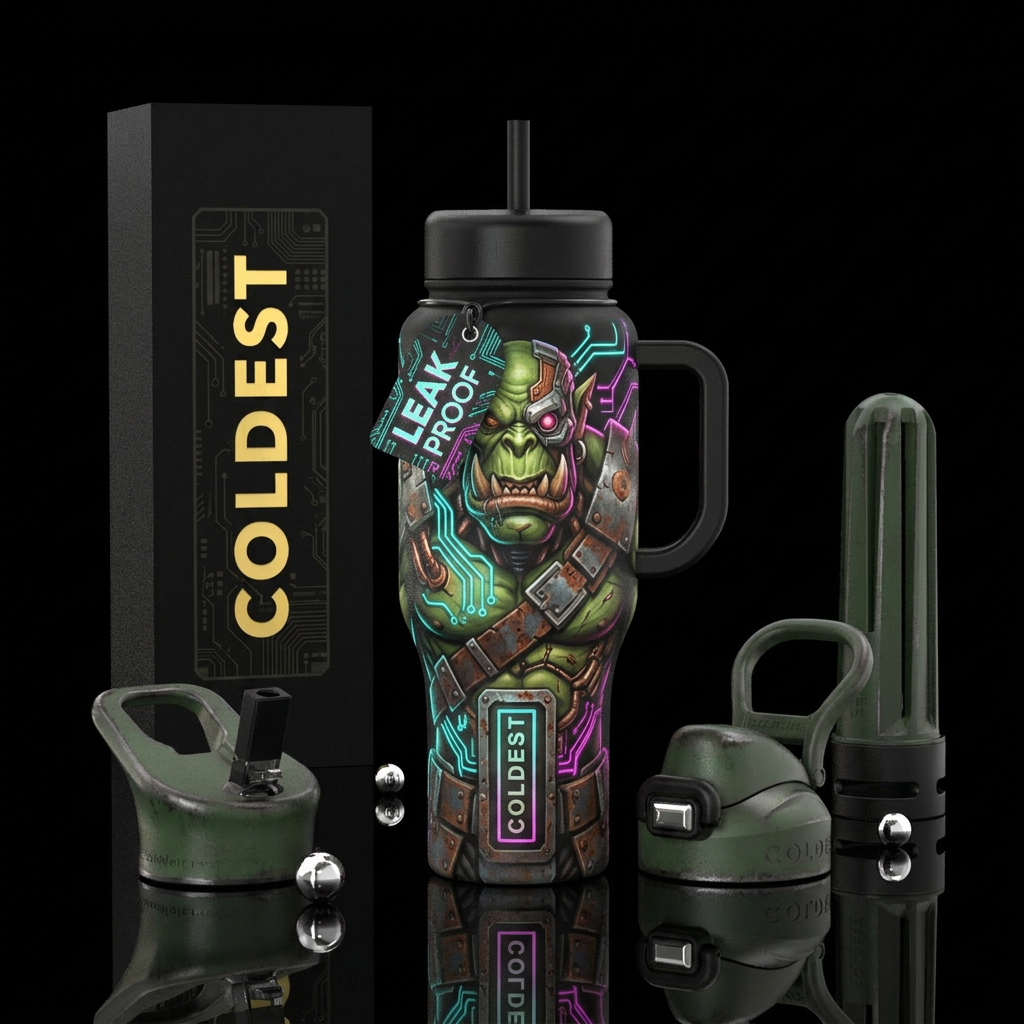 cyberpunk Ork water bottle design