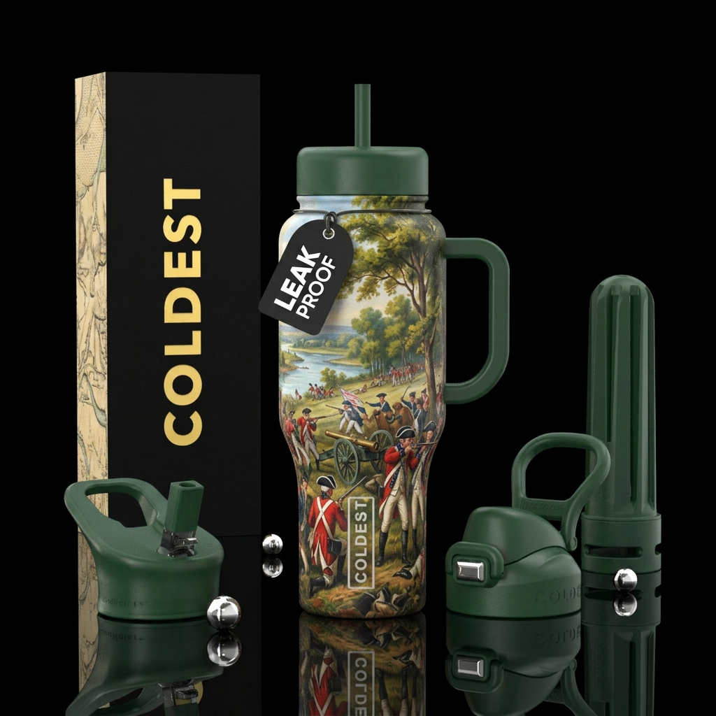 Battle of Saratoga water bottle design