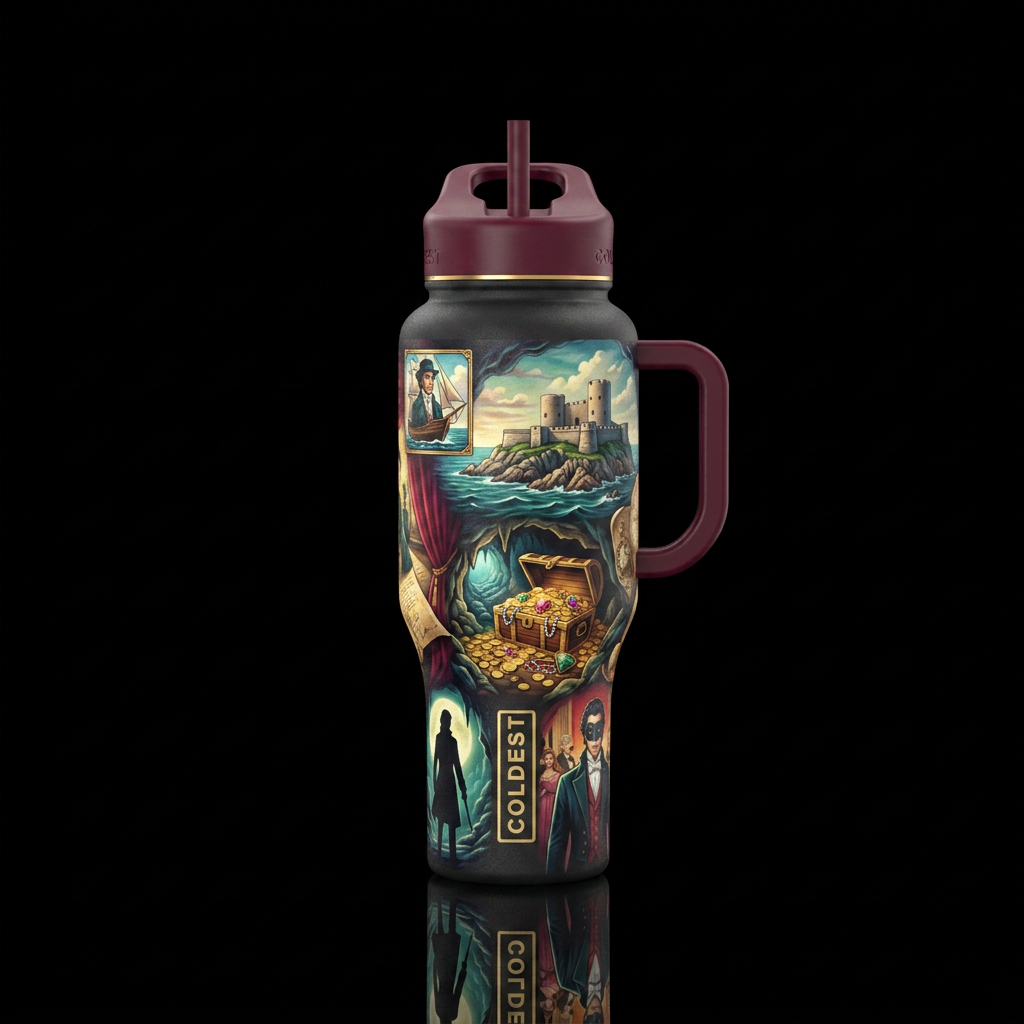 Count of Monte Cristo water bottle design