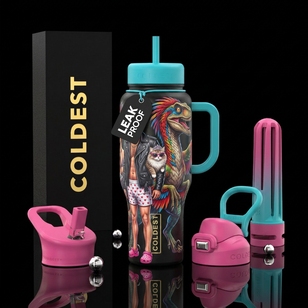 Man wearing pink crocs, white boxers with red hear... water bottle design
