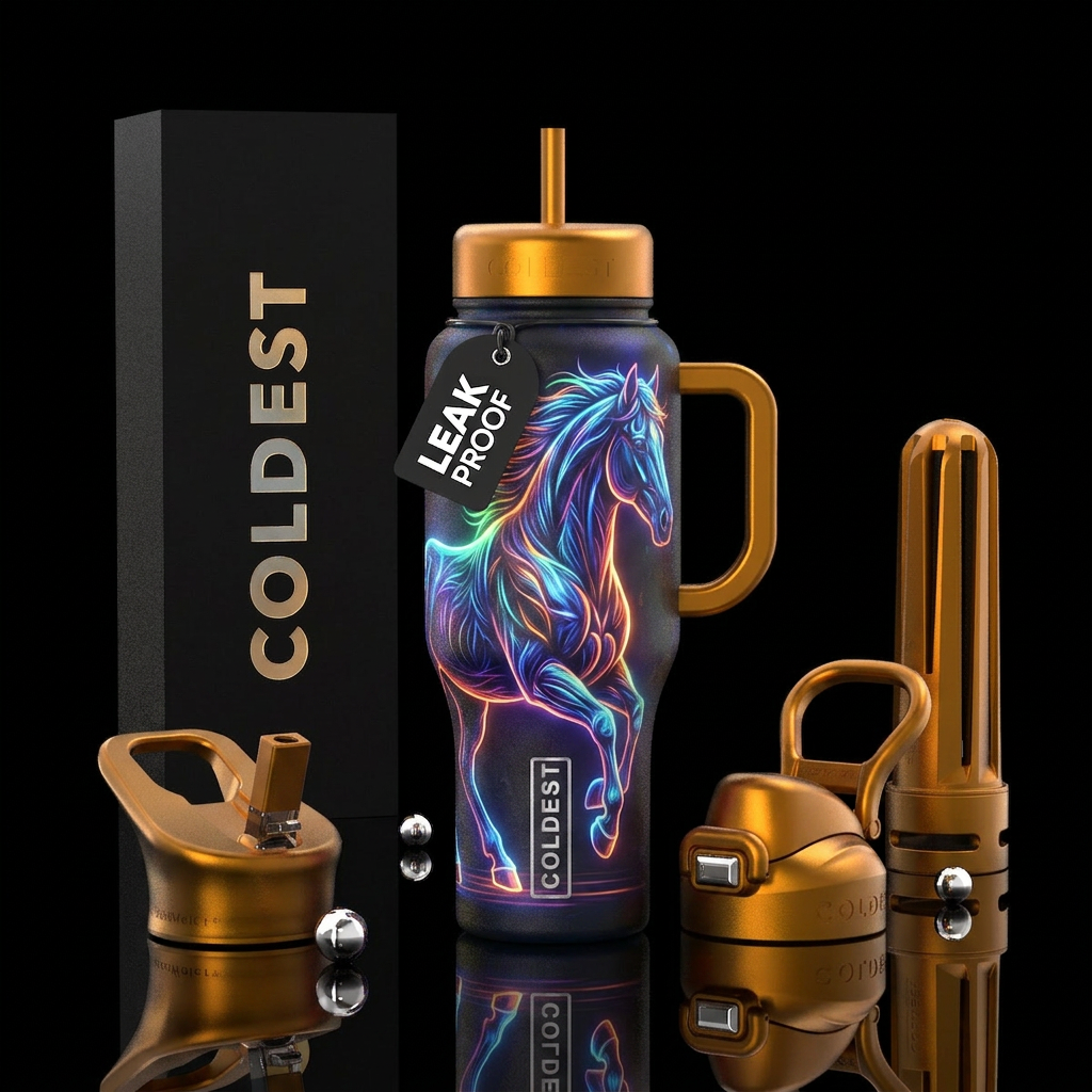 Horse, glowie water bottle design
