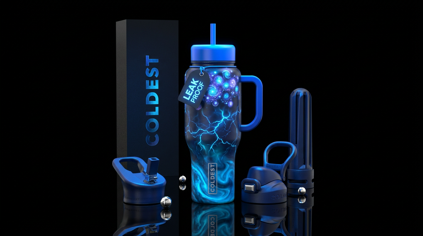 magical, shiny, glowie, electric, ocean water bottle design
