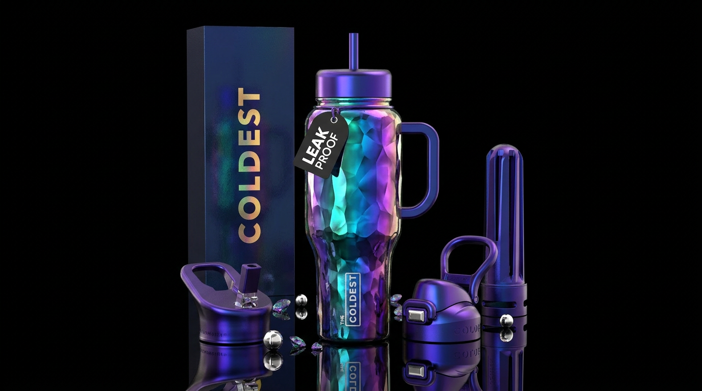 magic, glowie, beautiul, shiny, iridescent, gemsto... water bottle design