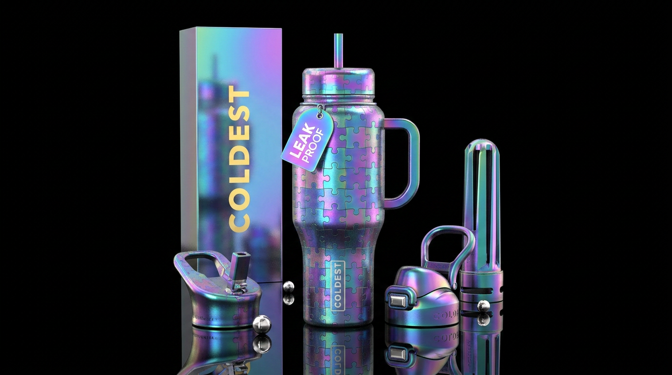 beautiul, luxurious, irridescent,autism, water bottle design