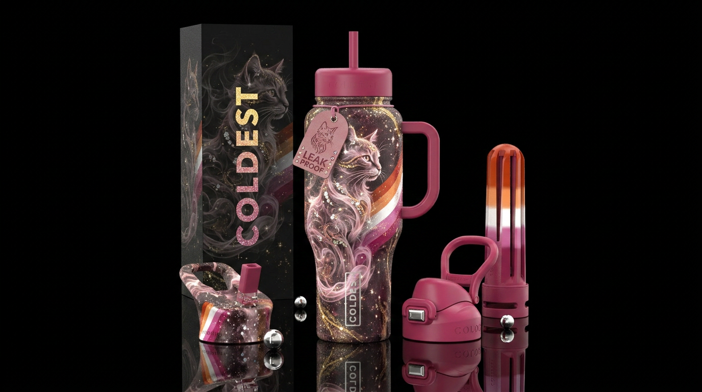 smoke, cat, beautiul, sparkly, matching box, lesbi... water bottle design