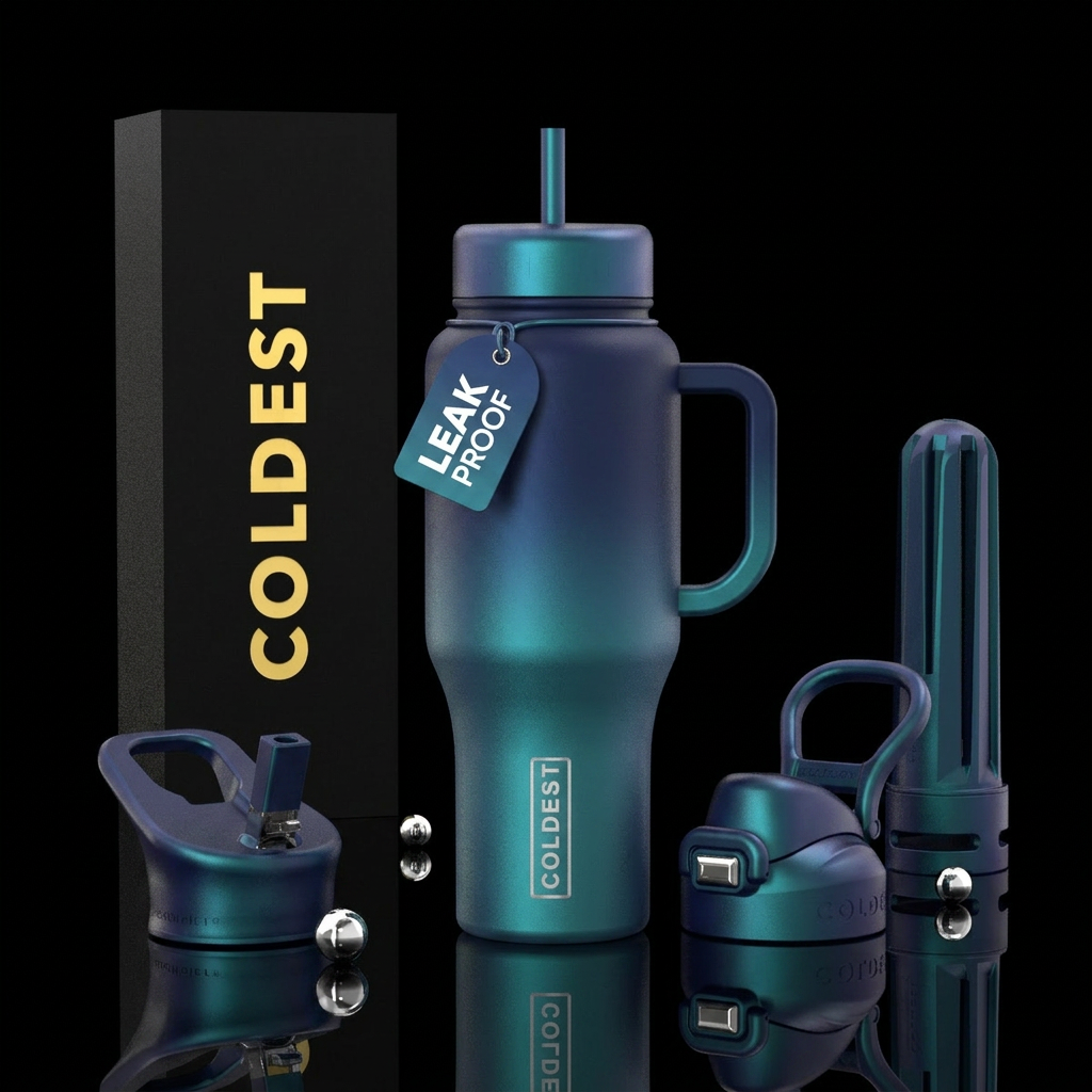 Navy blue to teal colorshift matte bottle water bottle design