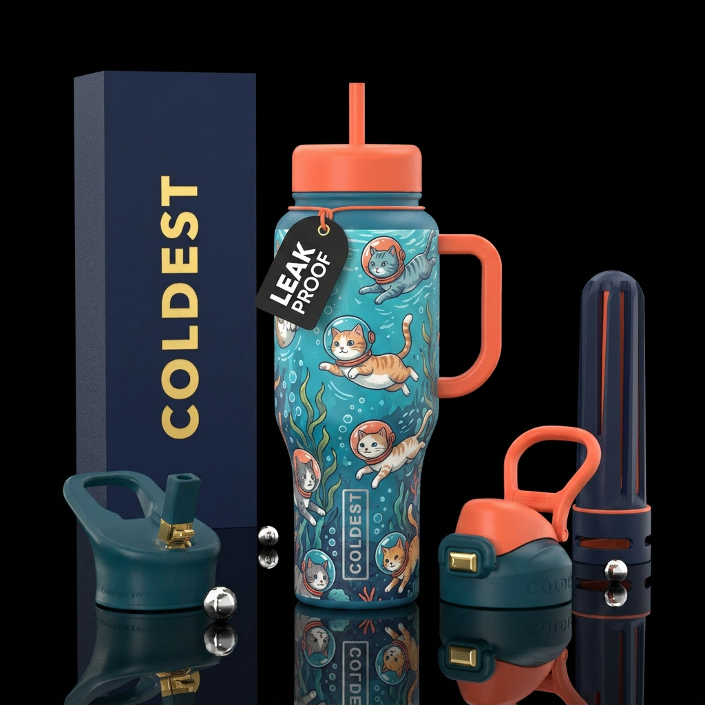 Because why not cats underwater water bottle design