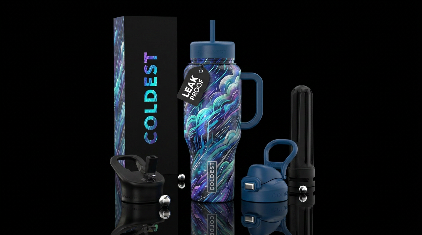 Rain storm but make it abstract water bottle design