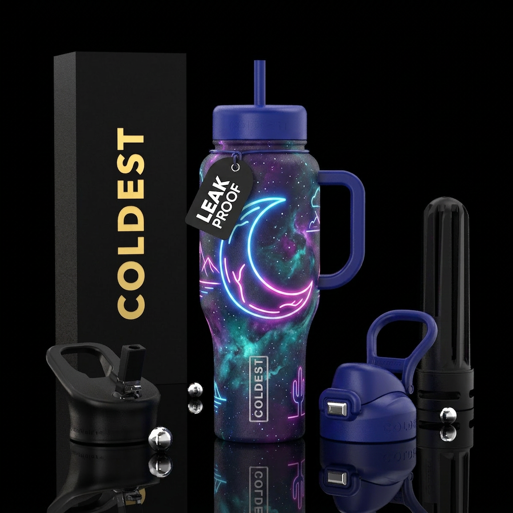 Under the neon moon water bottle design