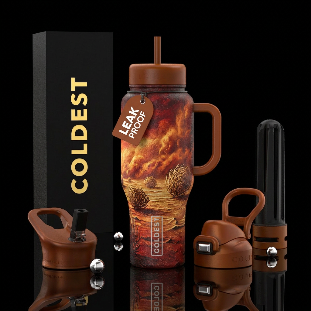 Tumbleweeds blowing in a dust storm water bottle design