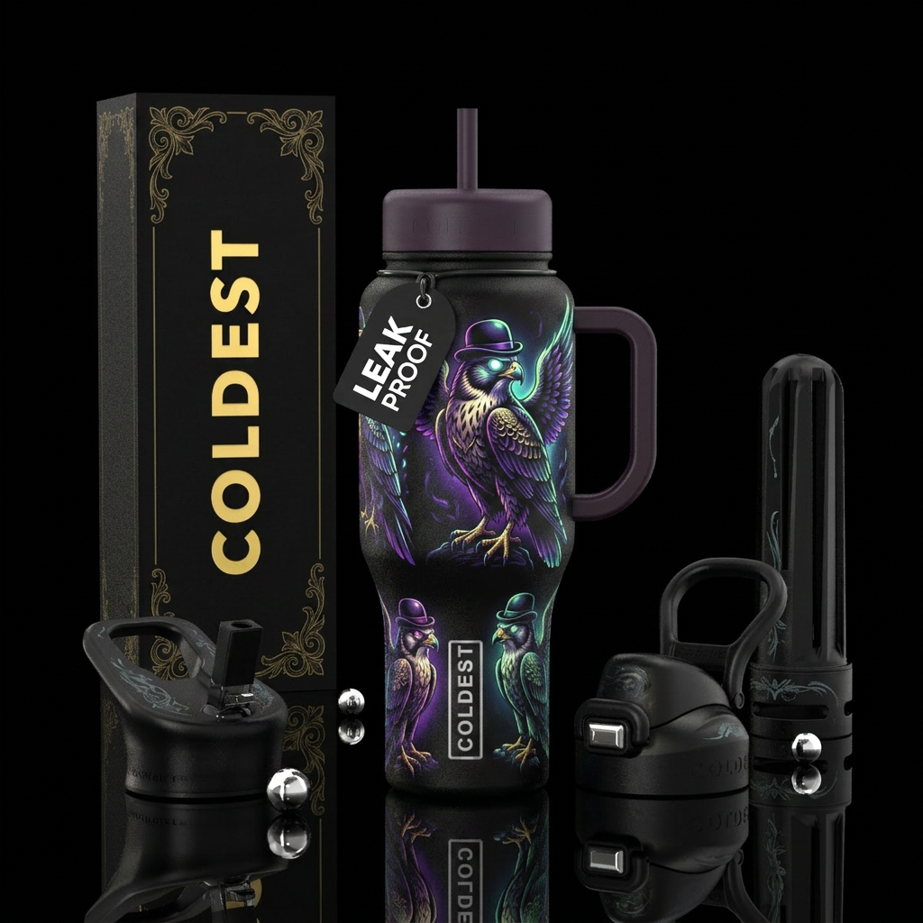 glowie, funny, gothic, falcon water bottle design