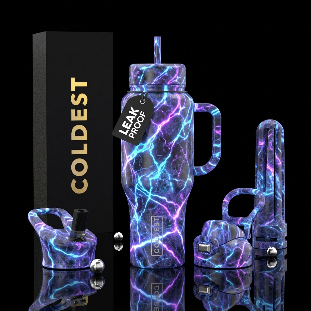 modern, marble, glowie, cartoon water bottle design
