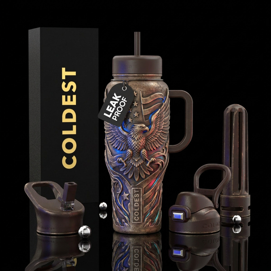 glowie, patriotic, old, sculpted water bottle design