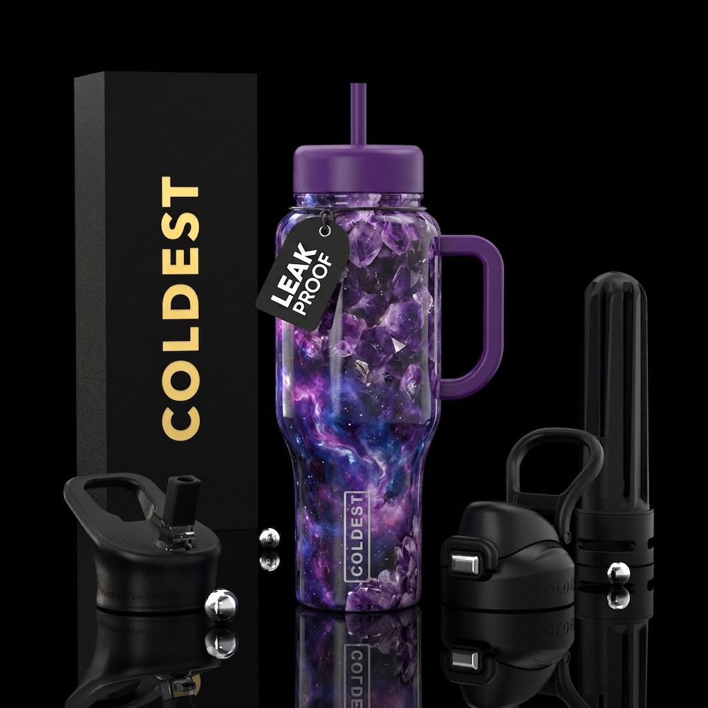 galaxy, amethyst water bottle design