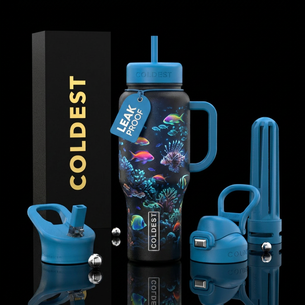 glowie, ocean,fish,corral rife water bottle design