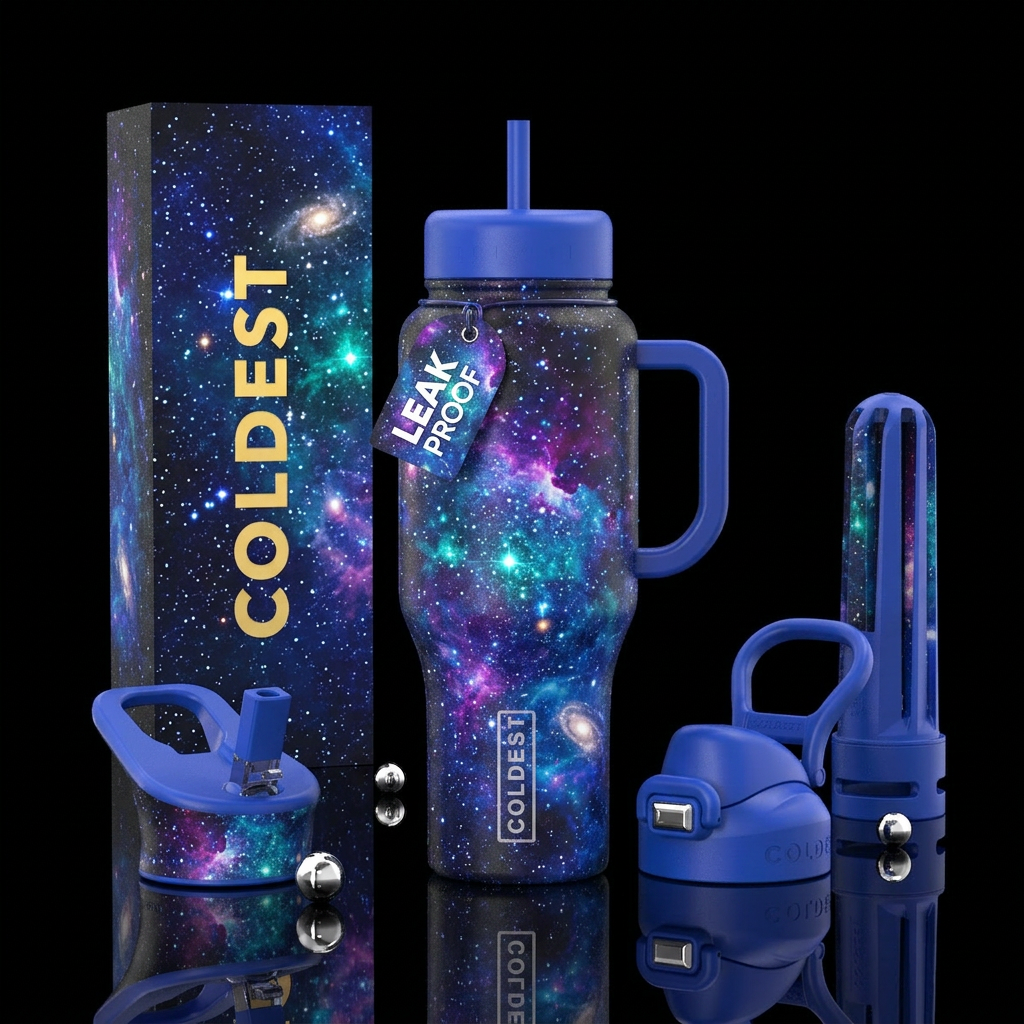 cobalt, space water bottle design