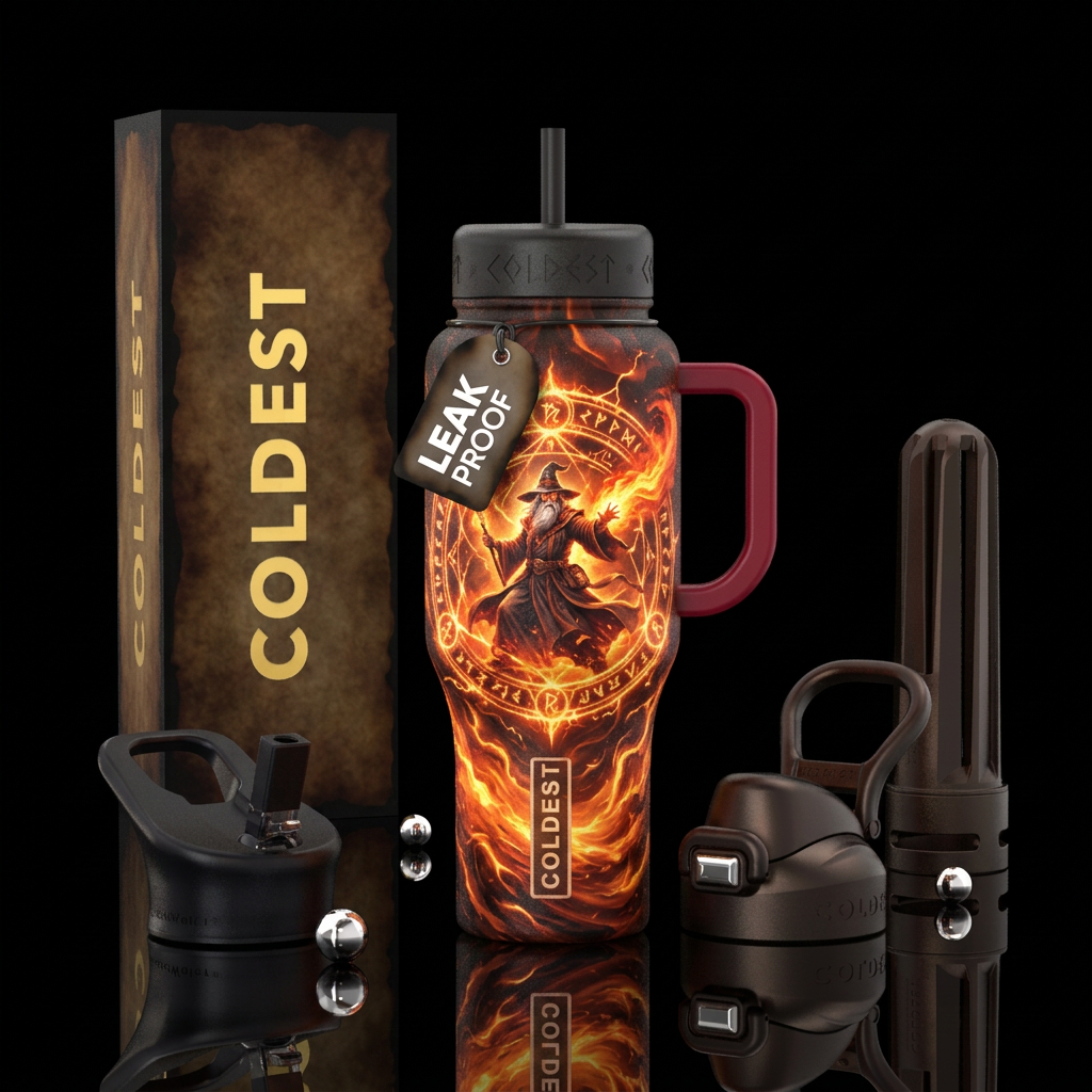 glowie, explosive, firery, wizard water bottle design