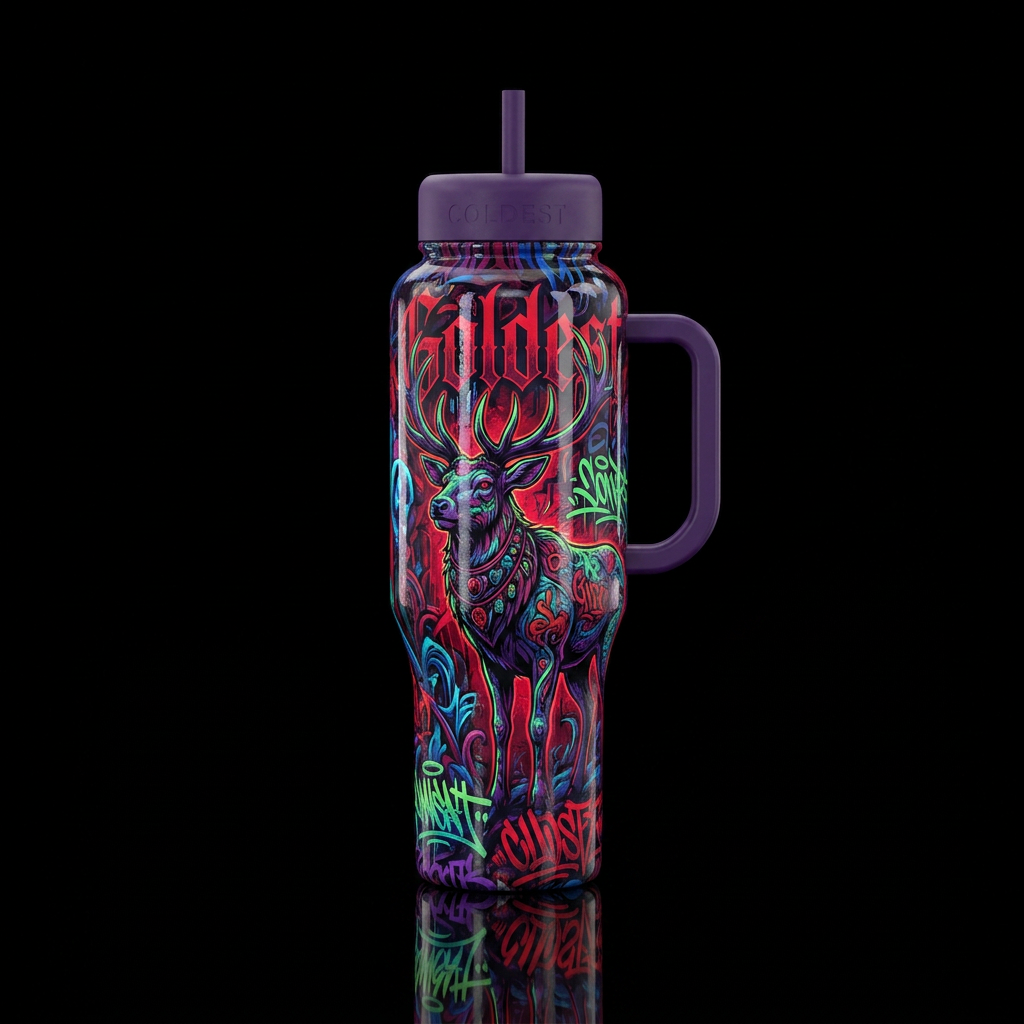 elk, gothic, street art water bottle design