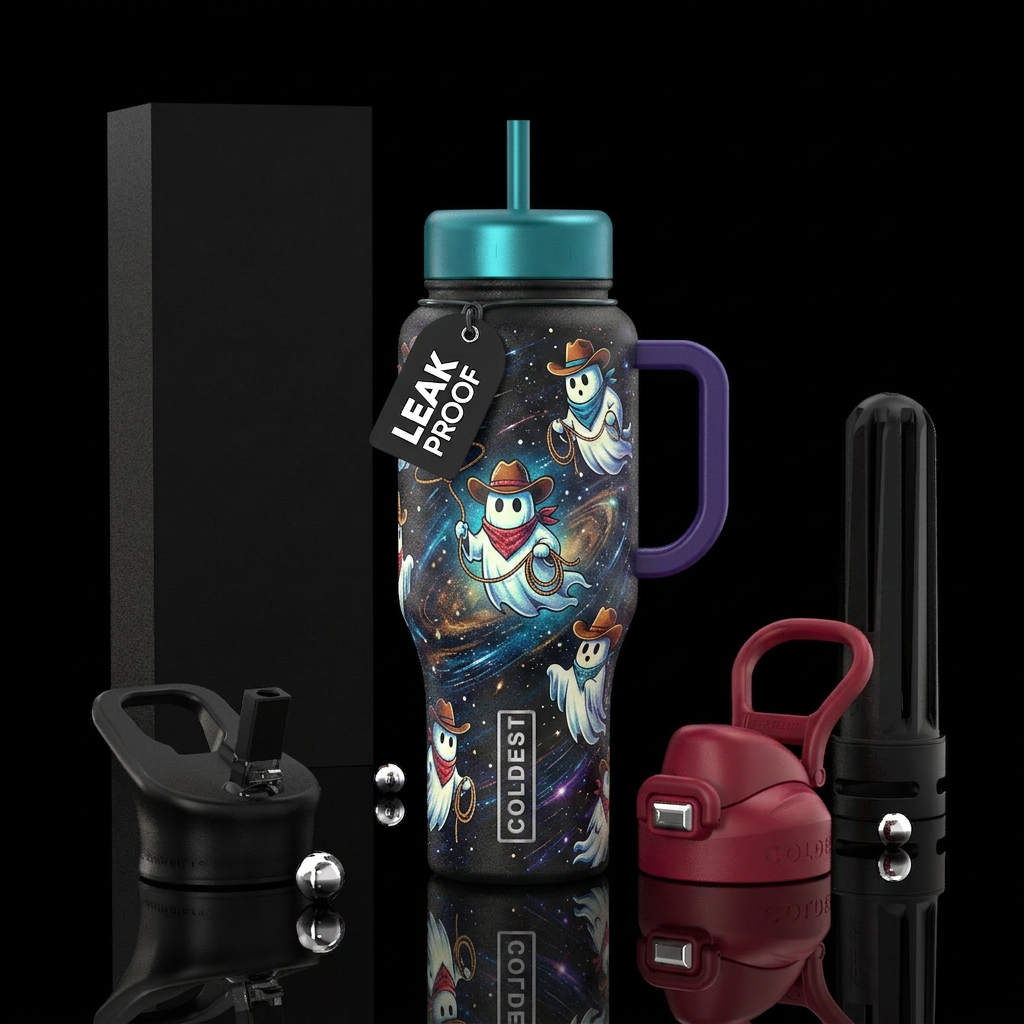 Cowboy ghost everywhere water bottle design