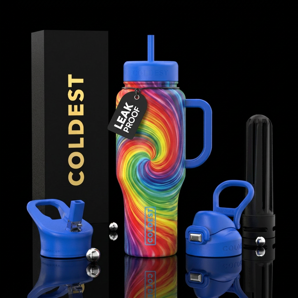 Rainbow swirls water bottle design
