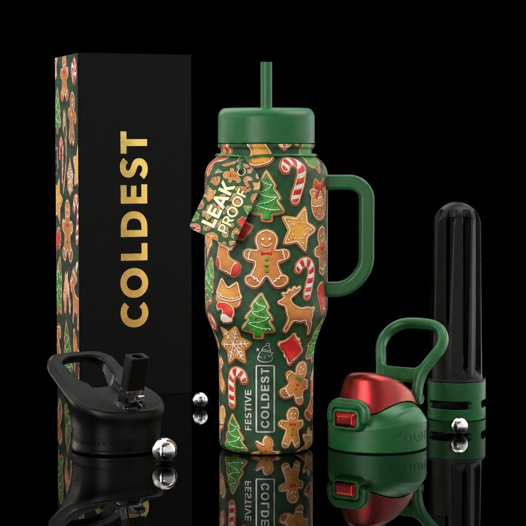 Christmas cookie cutters outside, Christmas, cute,... water bottle design