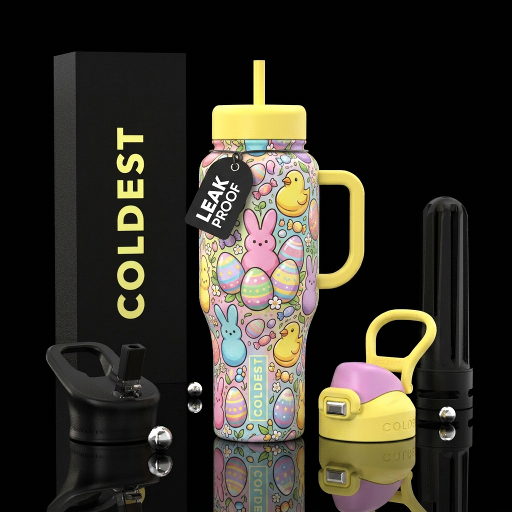 Peeps, easter, cartoon water bottle design