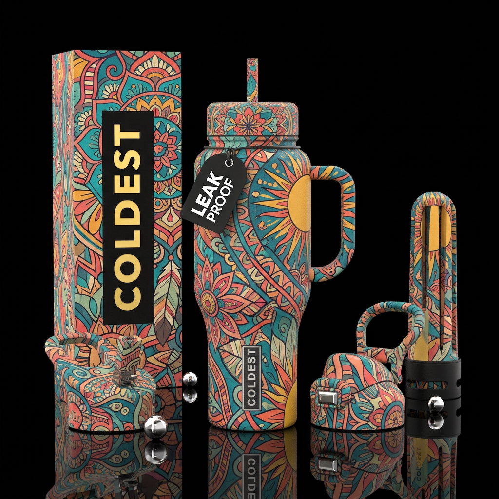 Boho water bottle design