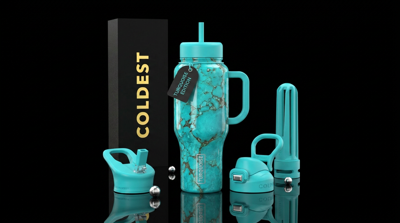 Western turquoise water bottle design