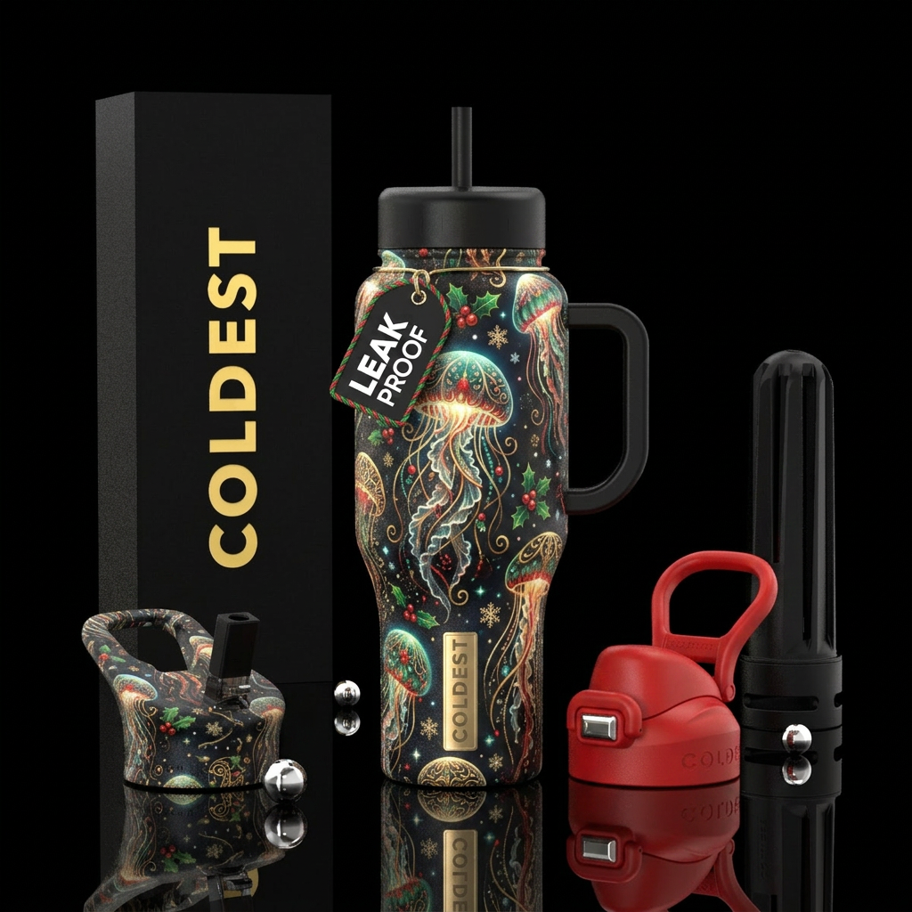 Christmas jellyfish water bottle design