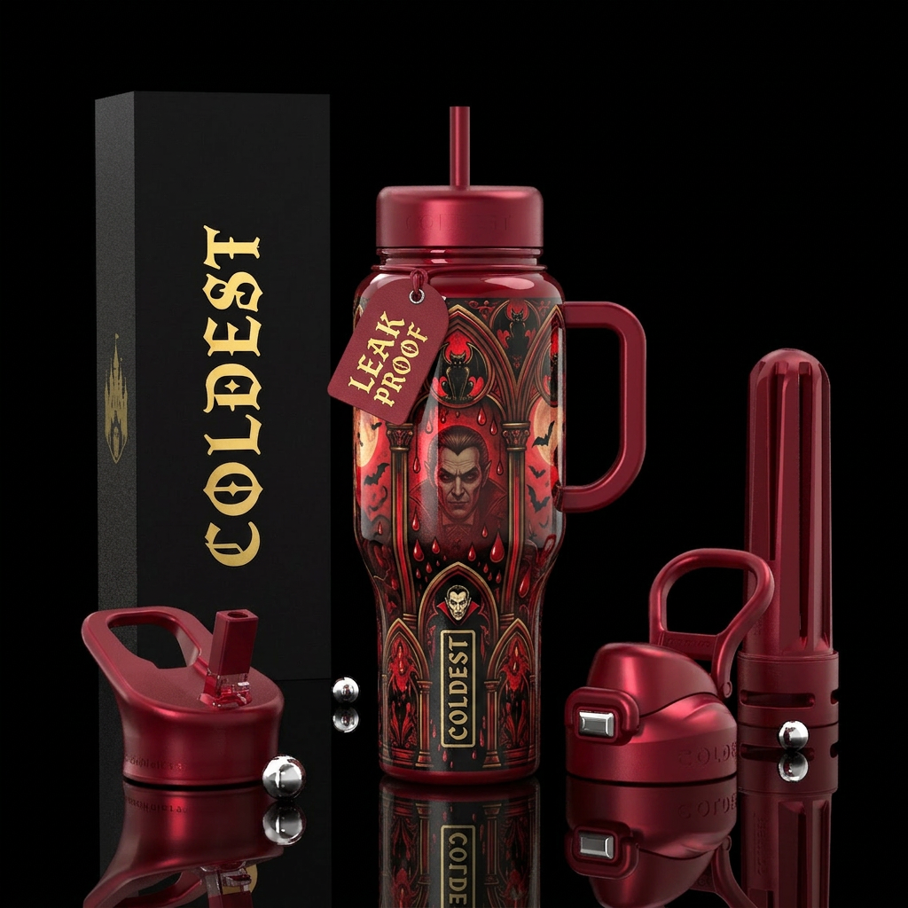 Halloween,  vampire, spooky, haunted water bottle design