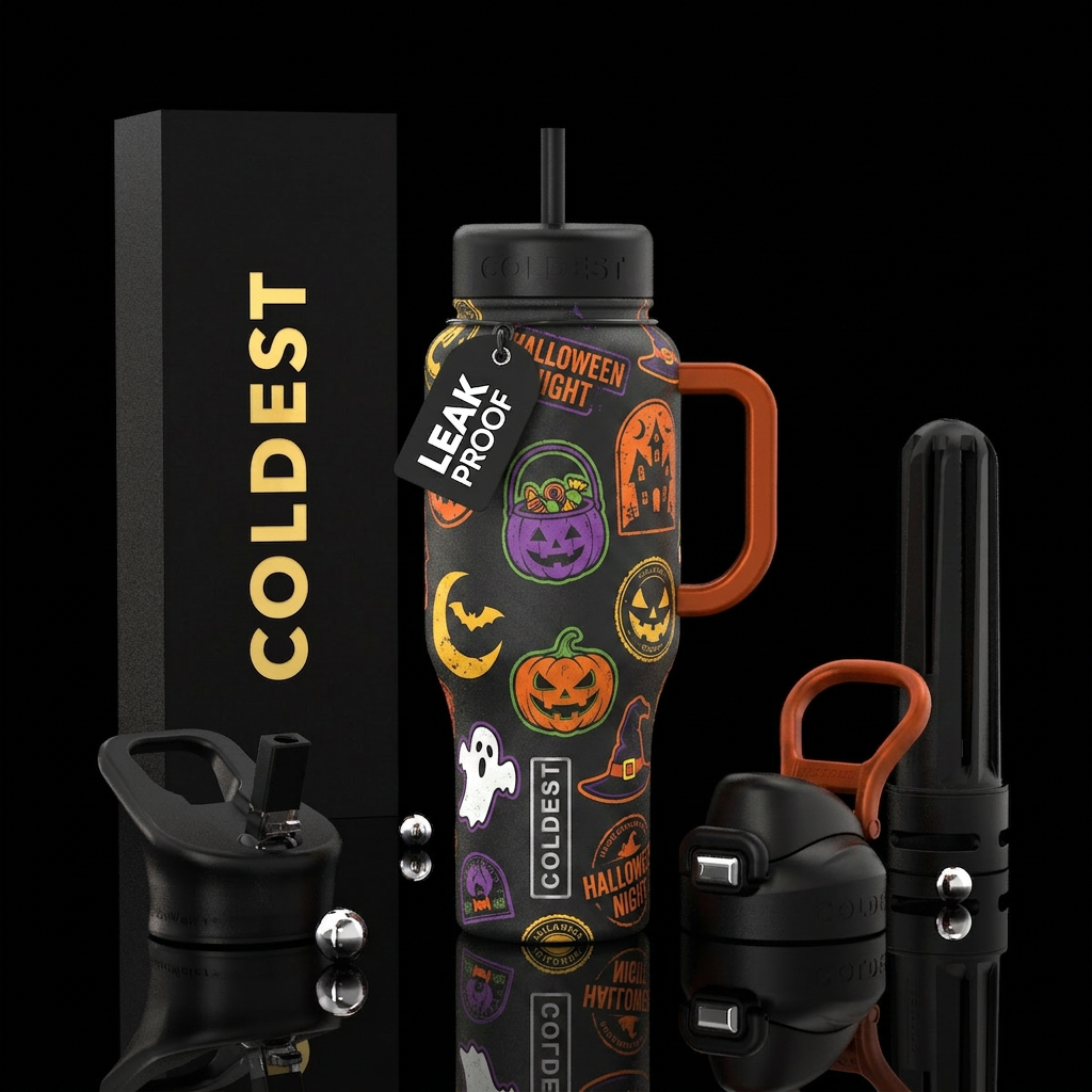 Halloween stamps water bottle design